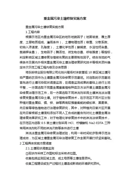 重金属污染土壤修复实施方案
