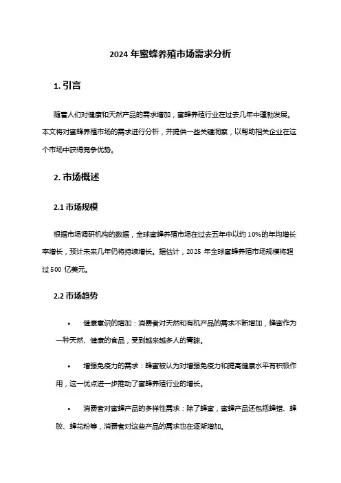 2024年蜜蜂养殖市场需求分析