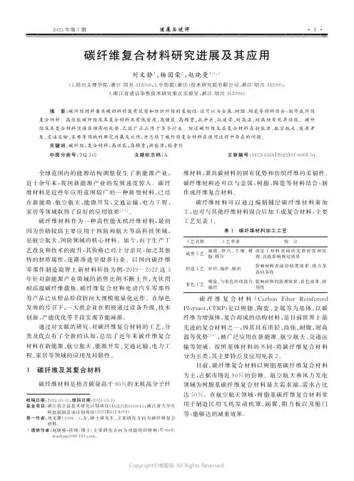 碳纤维复合材料研究进展及其应用