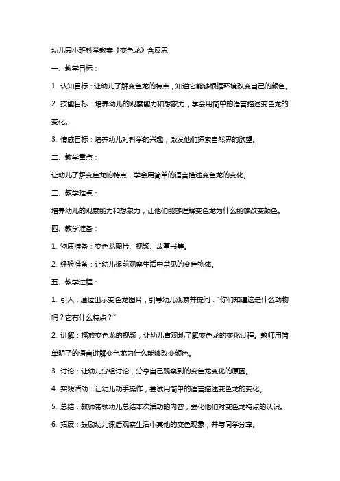 幼儿园小班科学教案《变色龙》含反思