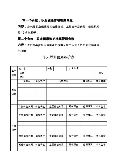职业健康七个台账