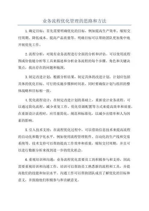 业务流程优化管理的思路和方法