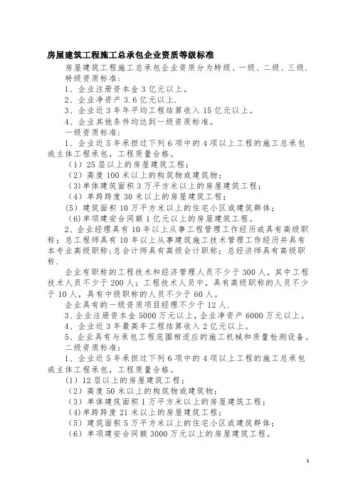 施工资质等级标准