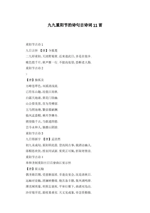 九九重阳节的诗句古诗词11首