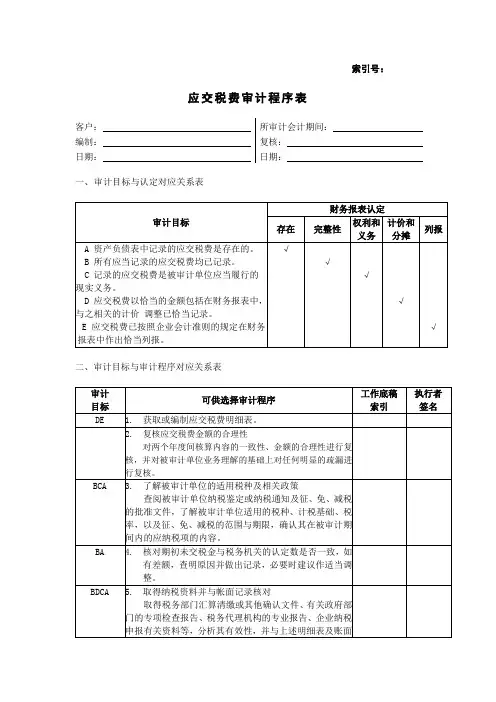 应交税费审计程序表