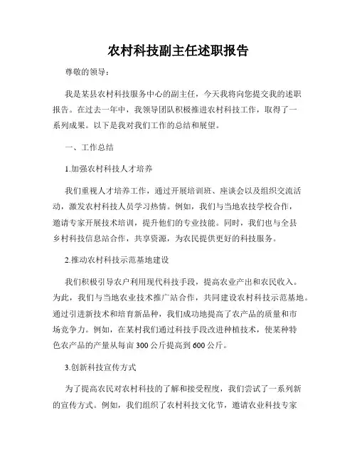 农村科技副主任述职报告