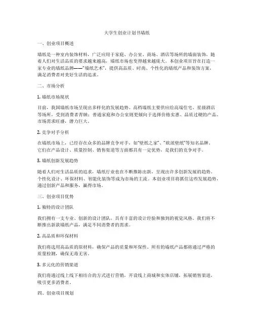 大学生创业计划书墙纸