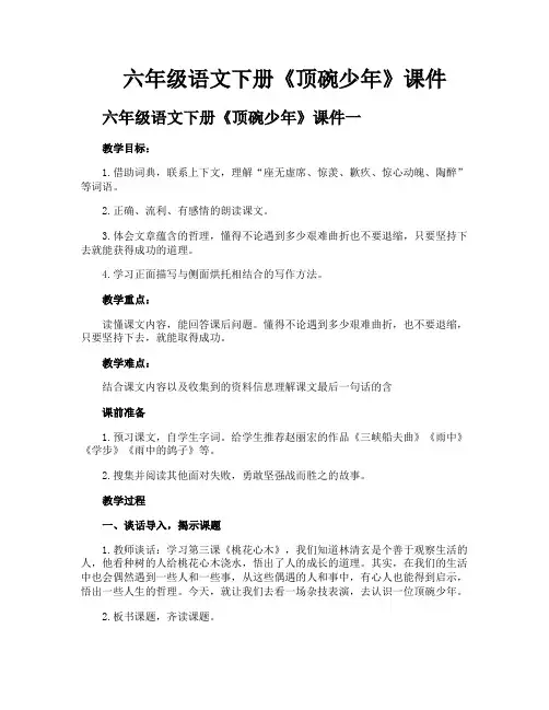 六年级语文下册《顶碗少年》课件