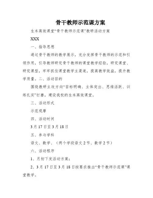 骨干教师示范课方案