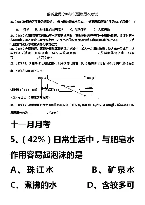 最全最完整初三化学酸碱盐易错题集