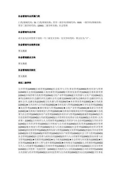 2020年考研专业简介之社会管理[1204J1]
