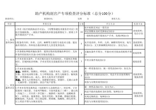 产科质量检查评分考核表