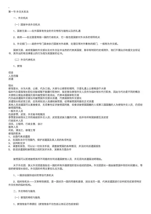司法考试外交关系法与领事关系法复习精华