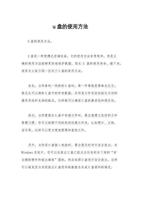 u盘的使用方法