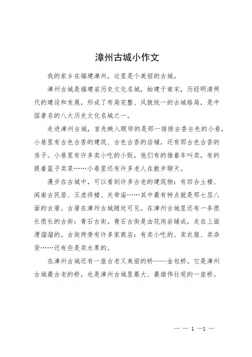 漳州古城小作文