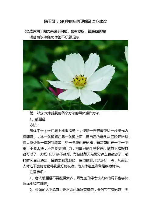 陈玉琴：69种病症的理解及治疗建议