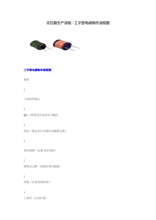 变压器生产流程--工字型电感制作流程图