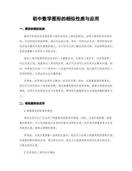 初中数学图形的相似性质与应用