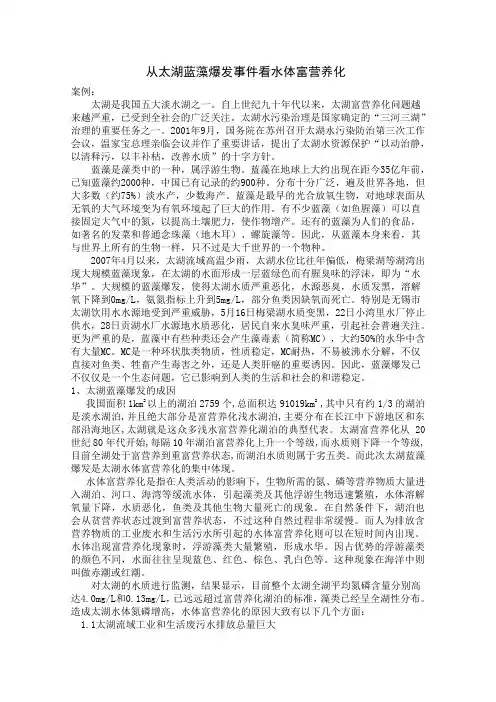 从太湖蓝藻爆发事件看水体富营养化