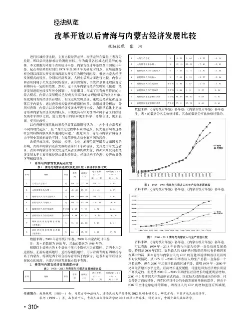 改革开放以后青海与内蒙古经济发展比较