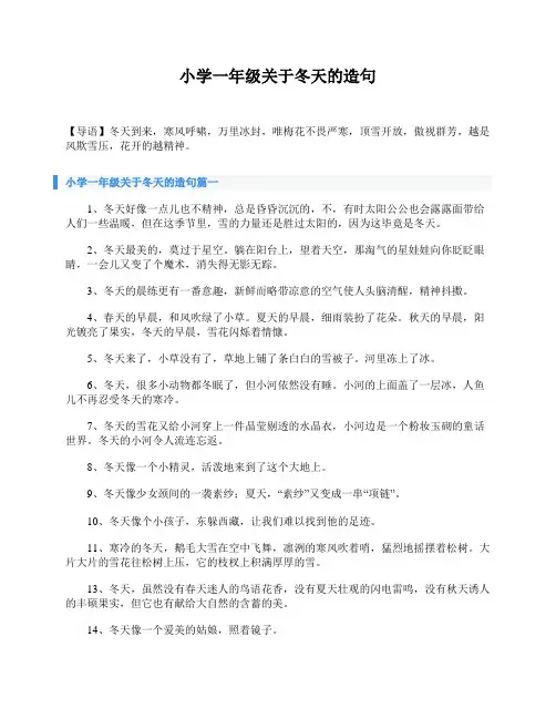 小学一年级关于冬天的造句