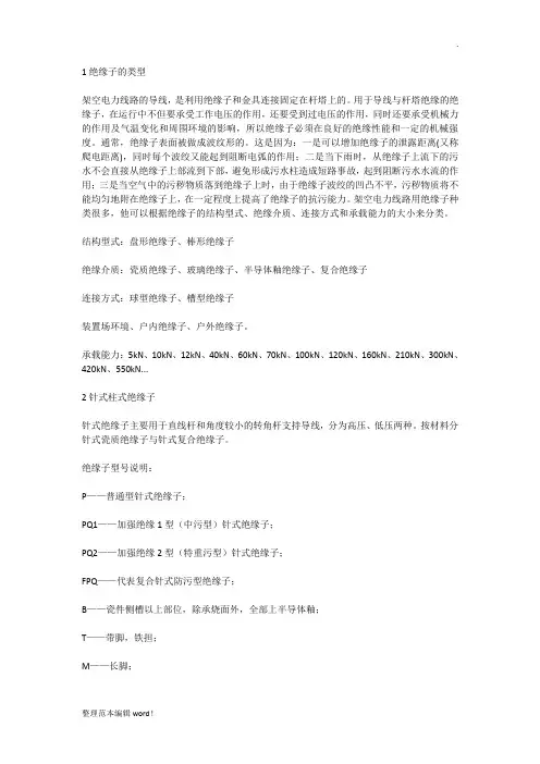 配电线路常用绝缘子