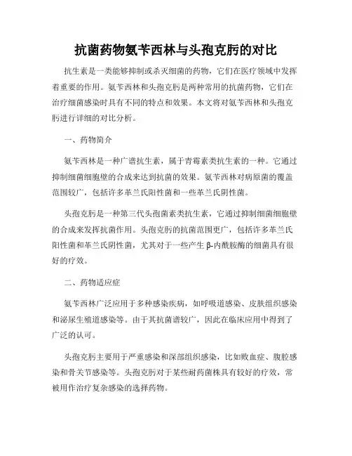抗菌药物氨苄西林与头孢克肟的对比