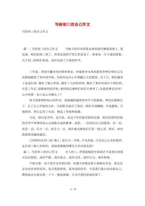 写给初三的自己作文