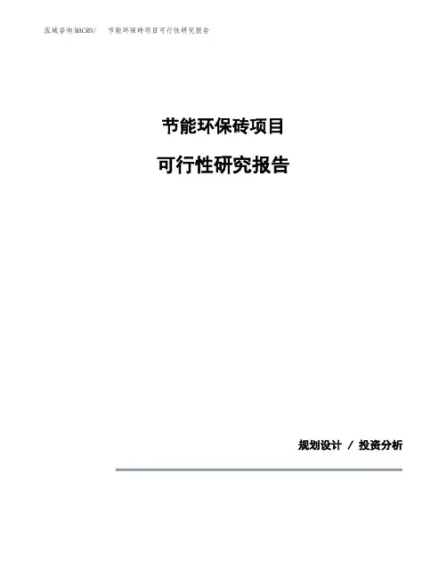 节能环保砖项目可行性研究报告模板范文(立项备案项目申请)