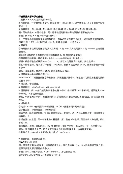行测数量关系知识点整理