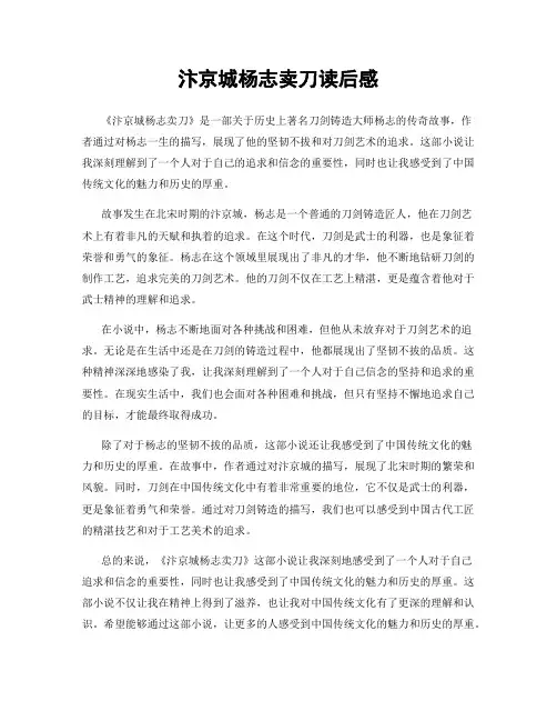 汴京城杨志卖刀读后感