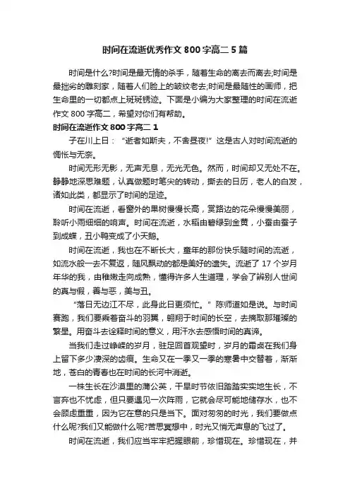 时间在流逝优秀作文800字高二5篇
