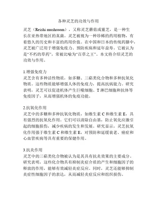 各种灵芝的功效与作用