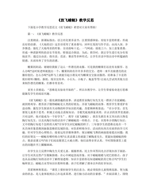 《放飞蜻蜓》教学反思