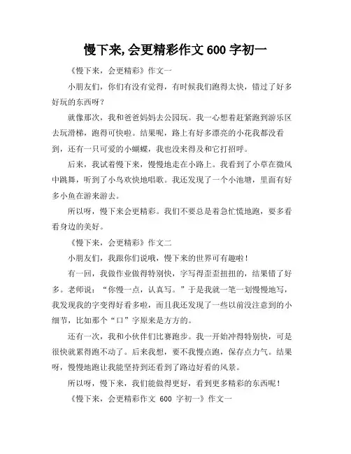 慢下来,会更精彩作文600字初一