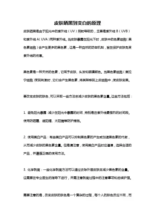 皮肤晒黑到变白的原理
