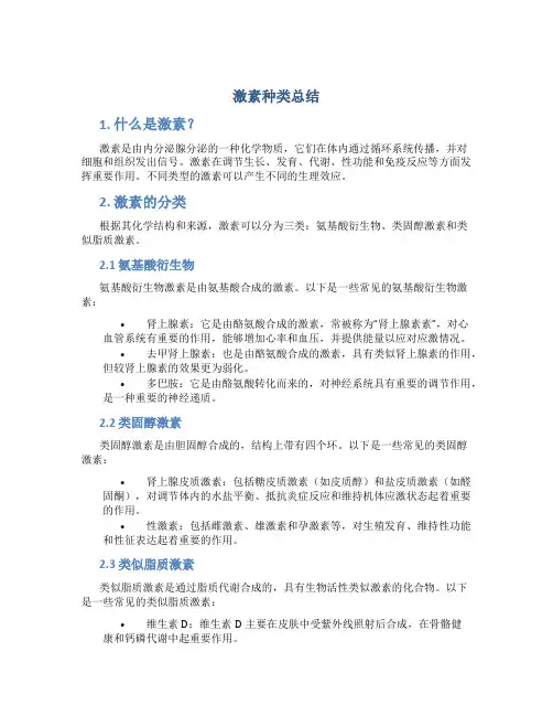 激素种类总结