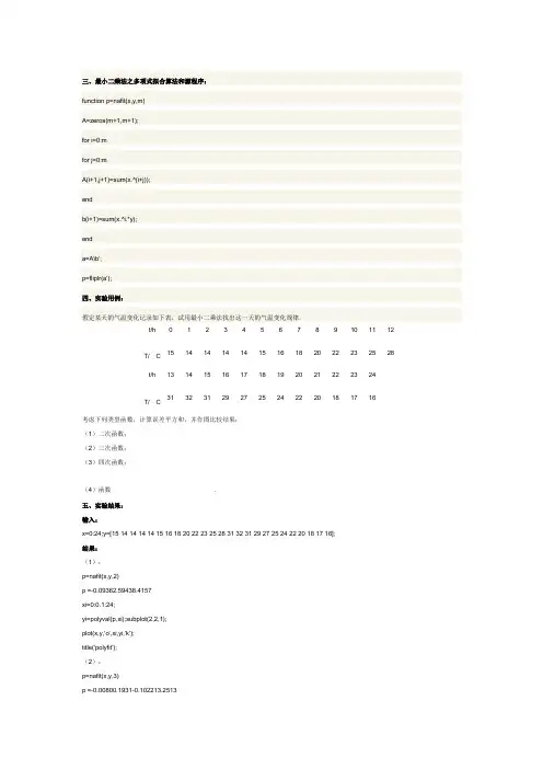 最小二乘法实现源码