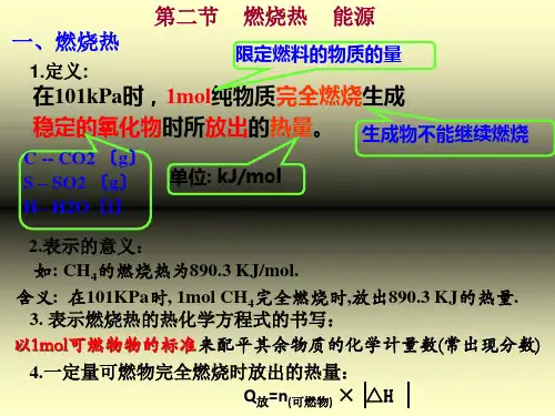 高中化学第二节燃烧热 能源优秀课件