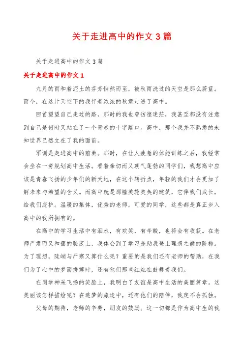 关于走进高中的作文3篇