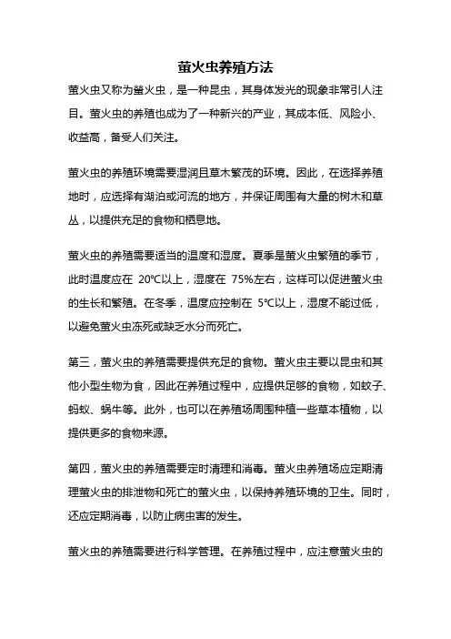 萤火虫养殖方法