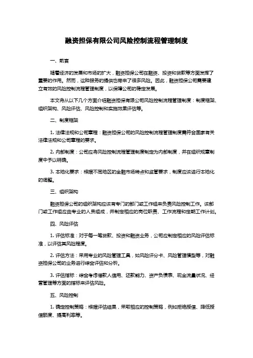 融资担保有限公司风险控制流程管理制度