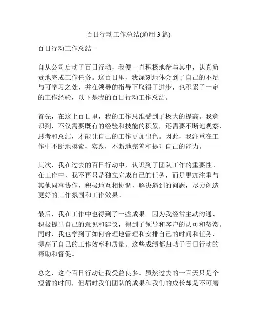百日行动工作总结(通用3篇)