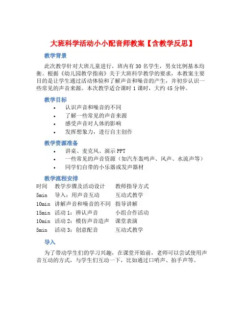大班科学活动小小配音师教案【含教学反思】 (2)