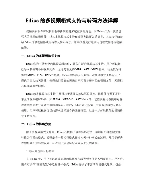 Edius的多视频格式支持与转码方法详解