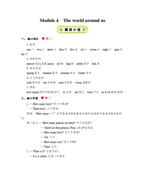 沪教牛津版英语三年级英语上册 Module 4 知识清单