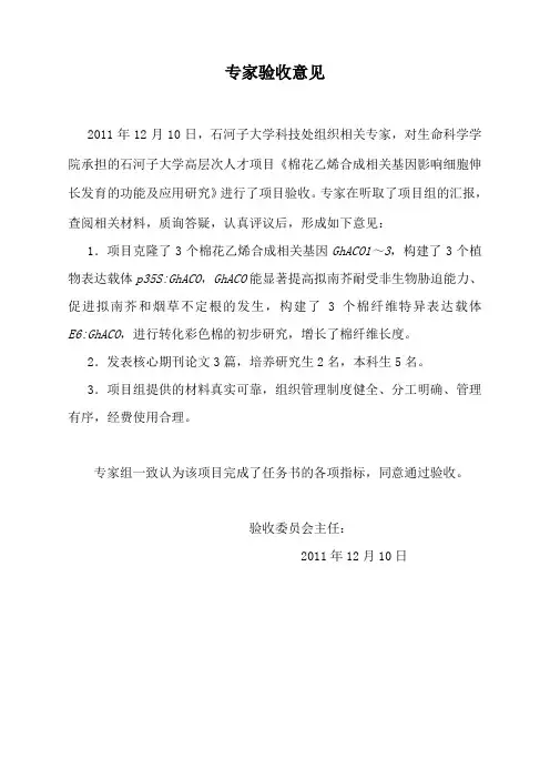 专家验收意见