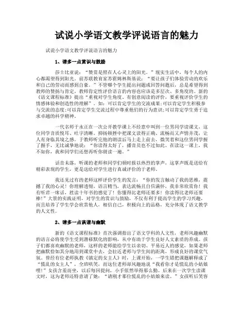试说小学语文教学评说语言的魅力