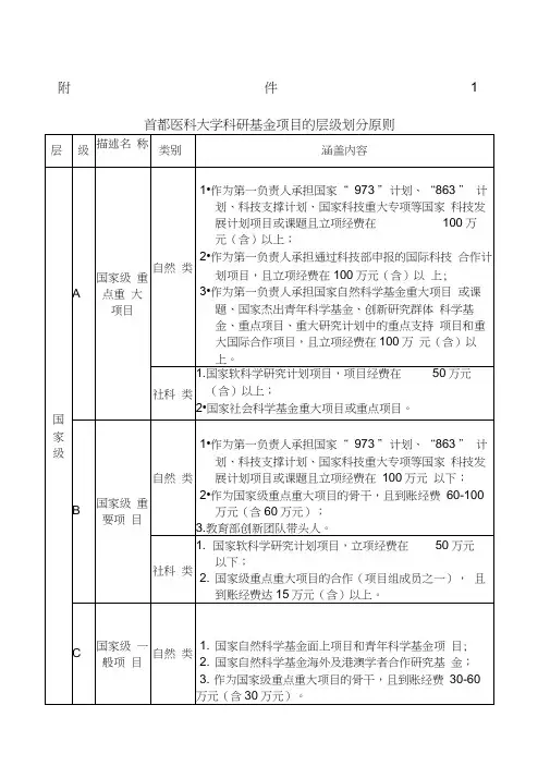 科研项目分级标准