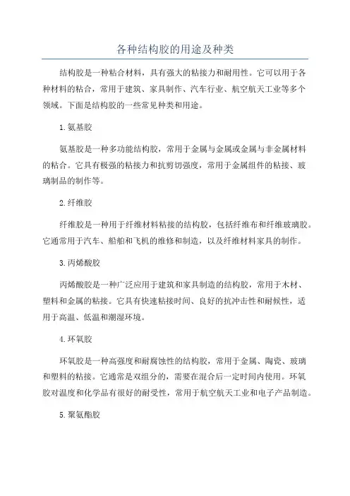 各种结构胶的用途及种类